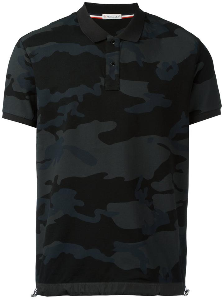 Moncler Camouflage Print Polo Shirt, Men's, Size: Xl, Black, Cotton/polyamide