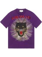 Gucci Panther With Rays Cotton T-shirt - Pink & Purple