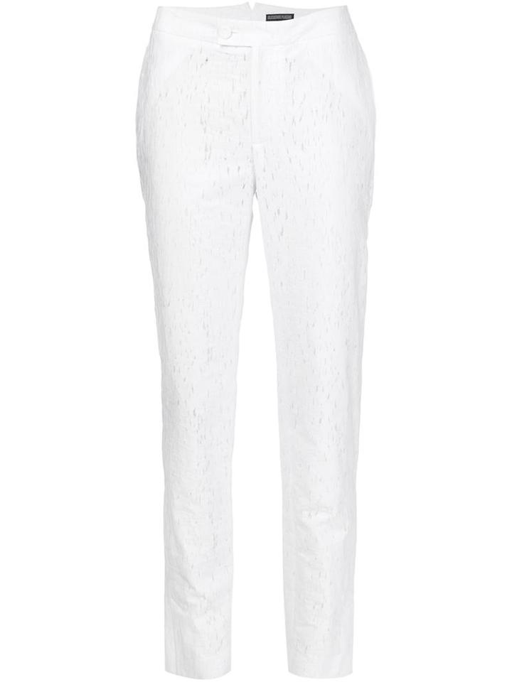 Alexandre Plokhov Devoré Slim Fit Trousers, Women's, Size: 38, White, Cotton/polyamide