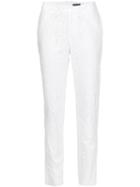 Alexandre Plokhov Devoré Slim Fit Trousers, Women's, Size: 38, White, Cotton/polyamide