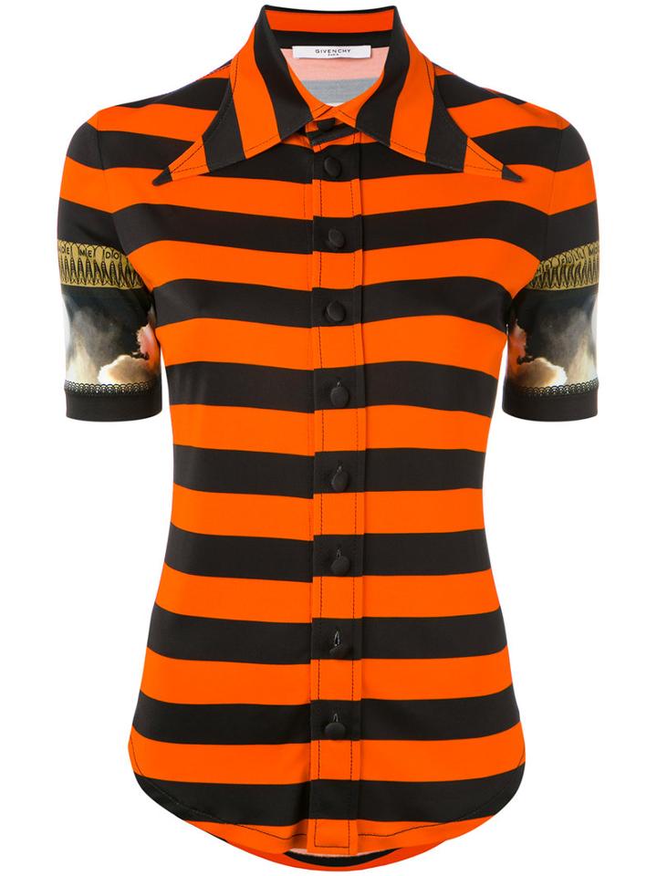 Givenchy - Striped Flamingo Shirt - Women - Viscose - 38, Black, Viscose