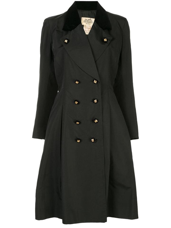 Hermès Vintage Long Sleeve Coat Jacket - Black