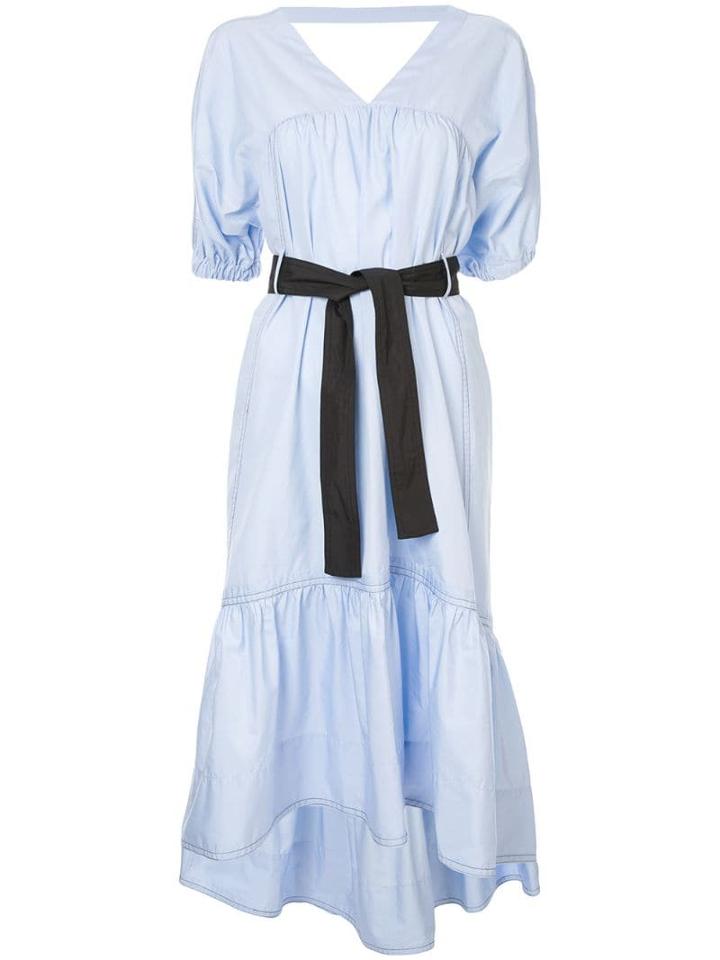 3.1 Phillip Lim Midi Poplin Flared Dress - Blue