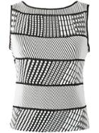 Striped Sleeveless Top - Women - Polyester - 2, White, Polyester, Issey Miyake