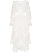 Zimmermann Asymmetric Lace Midi Dress - White