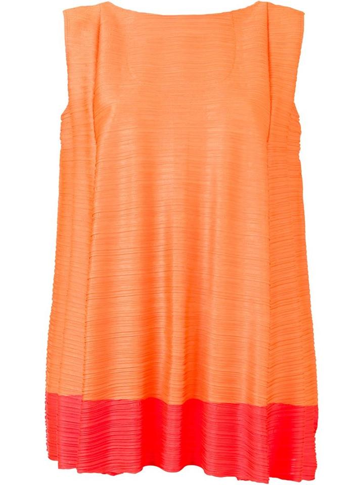 Pleats Please By Issey Miyake Ruffled Ribbed Effect Tank Top, Women's, Size: 3, Yellow/orange, Polyester