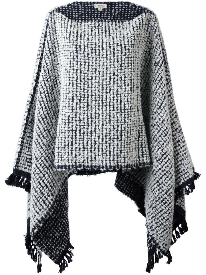 Lemlem Reversible Poncho, Women's, White, Wool/cashmere