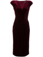 Tom Ford - Fitted Velvet Dress - Women - Silk/polyester/spandex/elastane/acetate - 40, Red, Silk/polyester/spandex/elastane/acetate