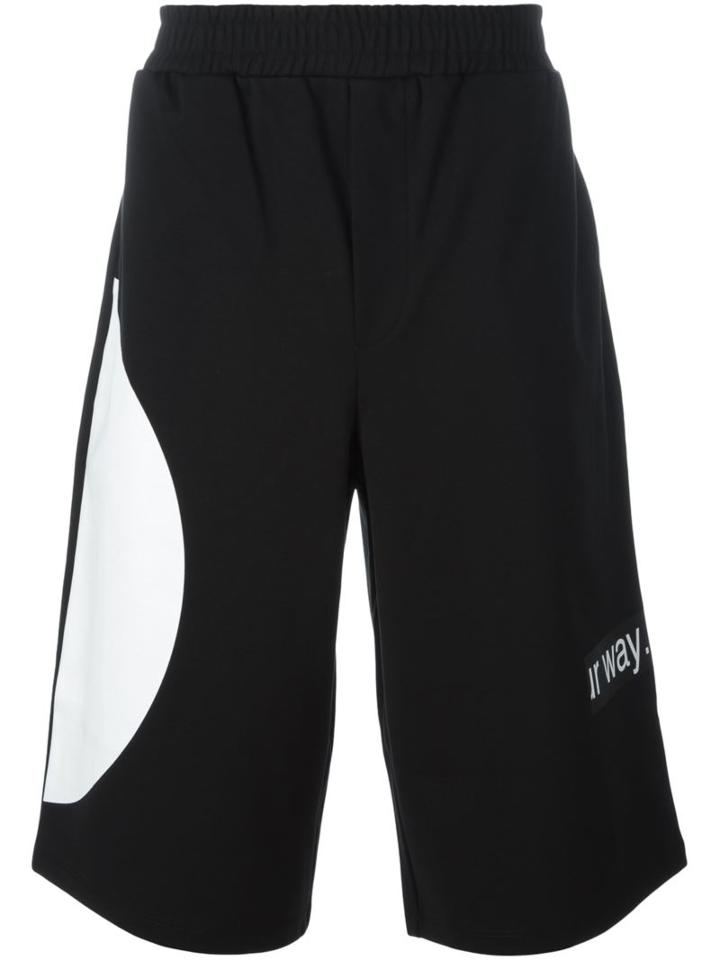 Mcq Alexander Mcqueen Urban Poetry Print Track Shorts, Men's, Size: Large, Black, Cotton