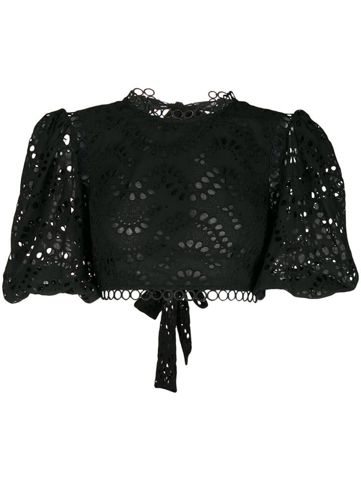 Zimmermann Perforated Cropped Blouse - Black