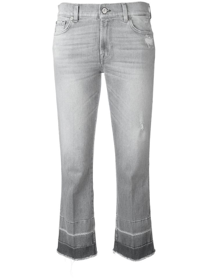 7 For All Mankind Cropped Boot Unrolled Jeans, Women's, Size: 29, Grey, Cotton/spandex/elastane