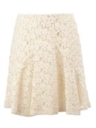 Giambattista Valli Lace Pleated Skirt, Women's, Size: 42, White, Cotton/viscose/polyester/silk