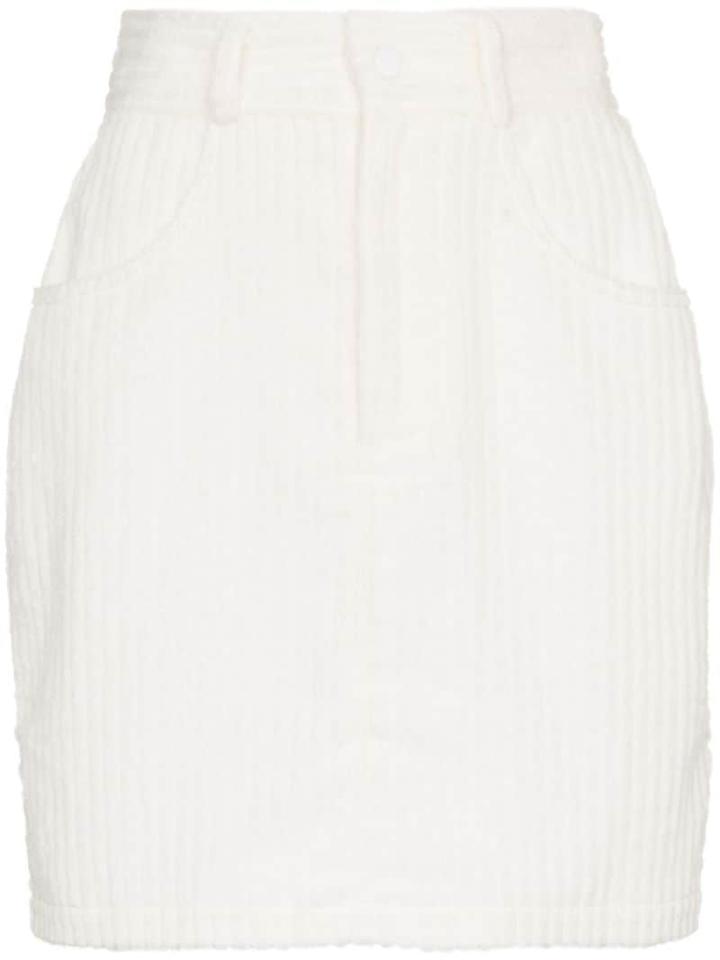 Michael Lo Sordo Corduroy Fitted Cotton Mini Skirt - White