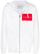 Calvin Klein Jeans Logo Print Zipped Hoodie - White