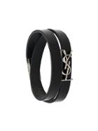 Saint Laurent Wrap Around Monogram Logo Bracelet - Black