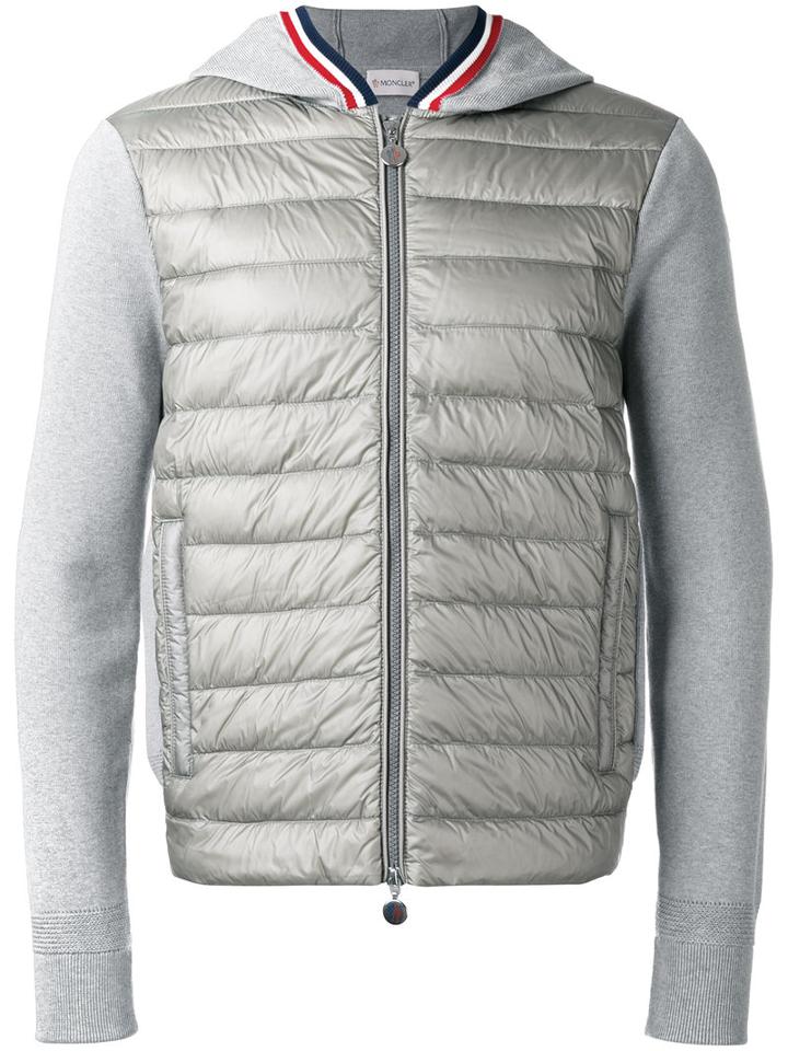 Moncler Padded Body Zipped Hoody, Men's, Size: Xxl, Grey, Polyimide/cotton/polyamide/feather Down