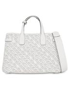 Burberry The Medium Banner In Perforated Logo Leather - White