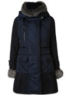 Moncler 'elestoria' Padded Coat, Women's, Size: 0, Blue, Fox Fur/feather Down/polyamide