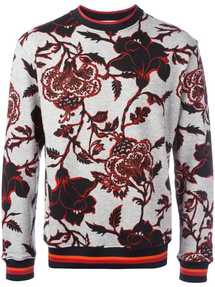 Mcq Alexander Mcqueen Floral Print Sweatshirt, Men's, Size: Medium, Black, Cotton