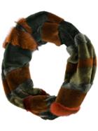 Liska - Panelled Scarf - Women - Silk/mink Fur - One Size, Green, Silk/mink Fur