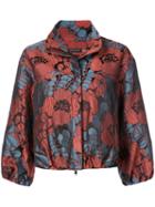 Josie Natori Floral Print Cropped Jacket - Red