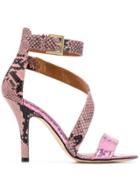 Paris Texas Snake Effect Sandals - Pink