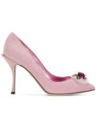 Dolce & Gabbana Lori Rose Applique Pumps - Pink & Purple
