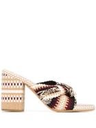 Rayne Woven Block Heel Mules - Neutrals