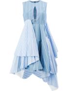 Facetasm Striped Flared Asymmetric Dress - Blue