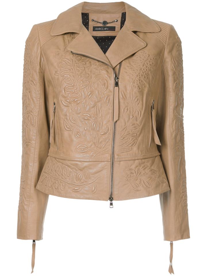 Marc Cain Embossed Biker Jacket - Brown