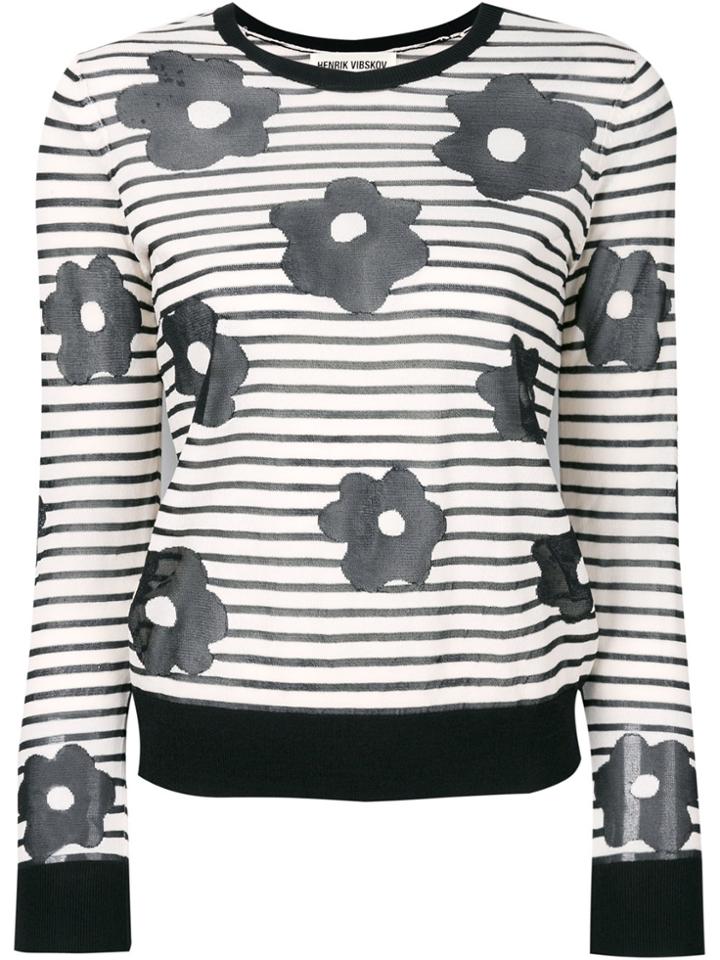 Henrik Vibskov Floral Print Striped Sweater - White