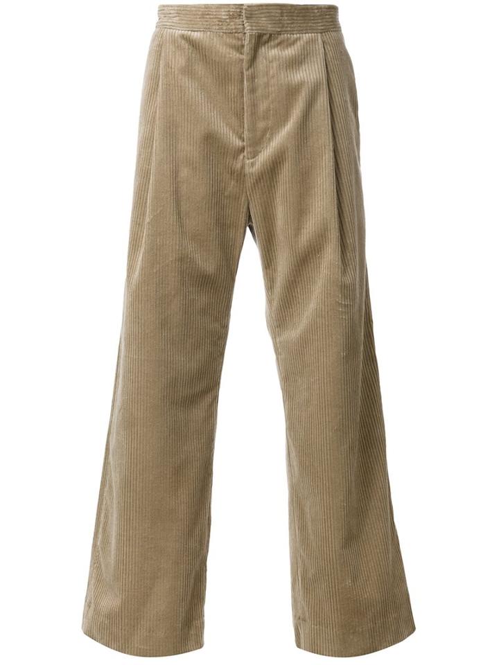 H Beauty & Youth. Wide Leg Corduroy Trousers, Men's, Size: Large, Brown, Cotton/polyester