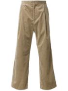 H Beauty & Youth. Wide Leg Corduroy Trousers, Men's, Size: Large, Brown, Cotton/polyester