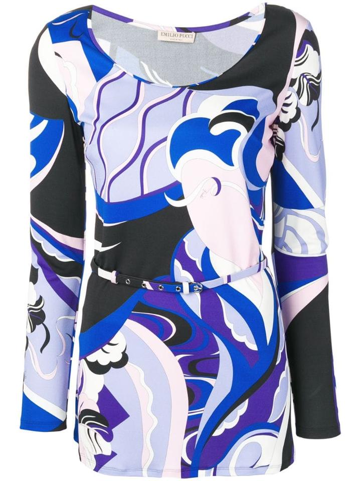 Emilio Pucci Hanami Print Belted Waist Tunic - Black