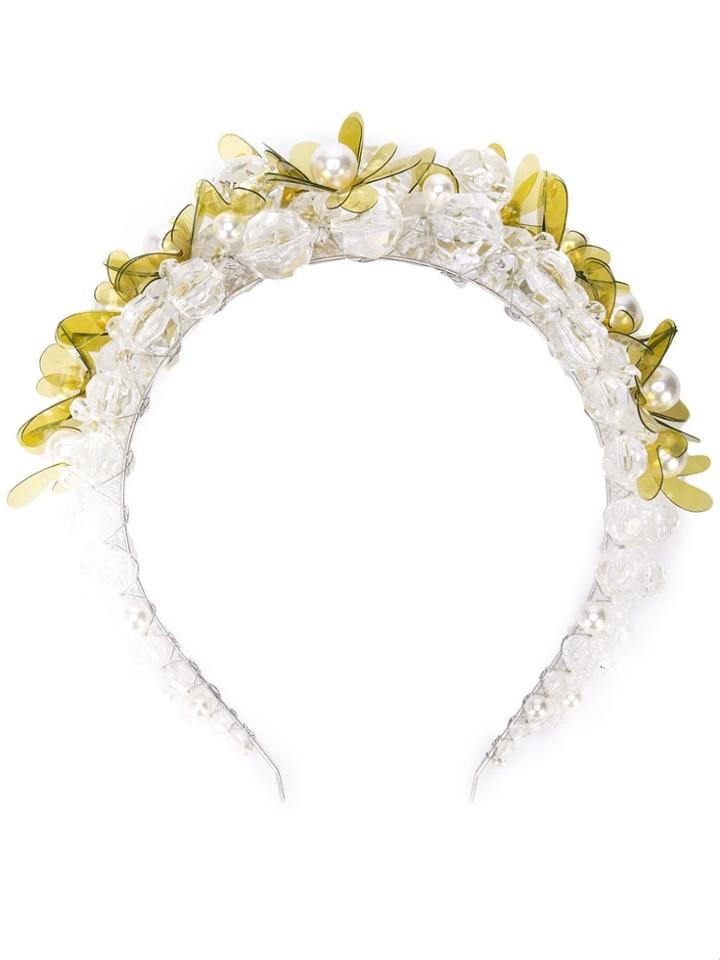 Simone Rocha Floral Crystal Embellished Hairband - White