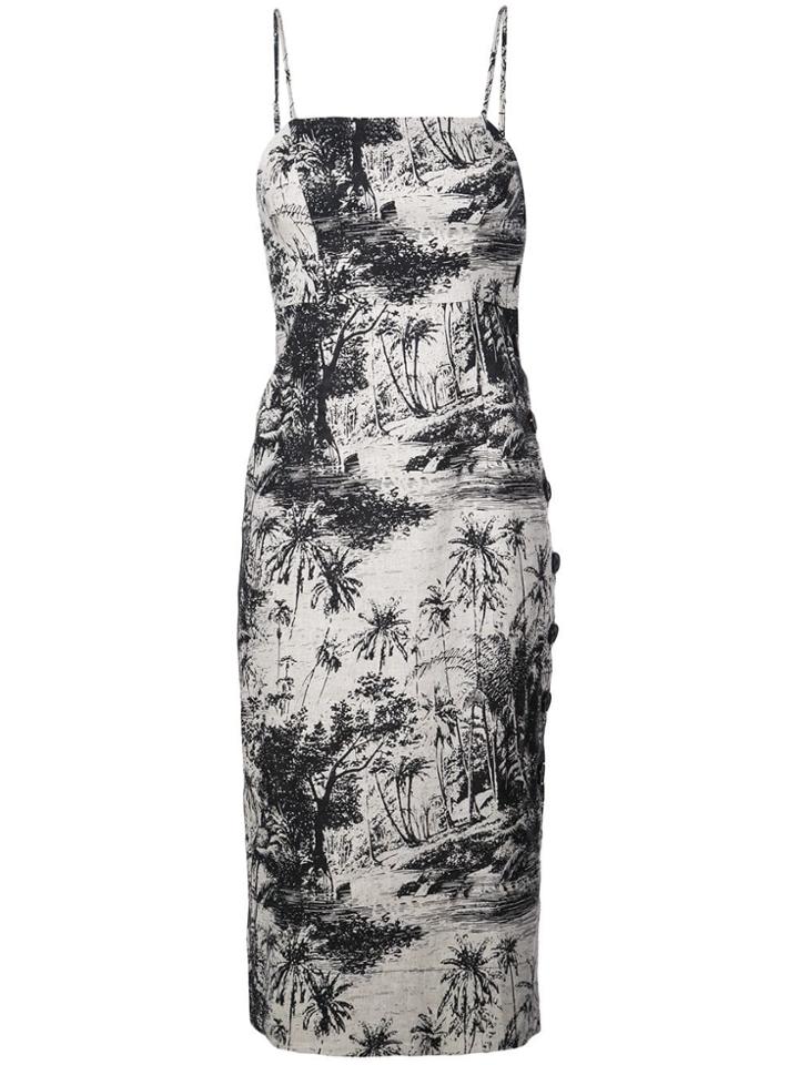 Shona Joy Botanical Fitted Midi Dress - Black