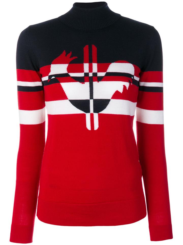 Rossignol Rooster Stripes Roll Neck Jumper - Blue
