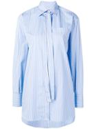 Valentino Necktie Detail Striped Shirt - Blue