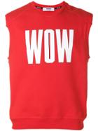 Msgm Wow Print Sleeveless Sweatshirt - Red