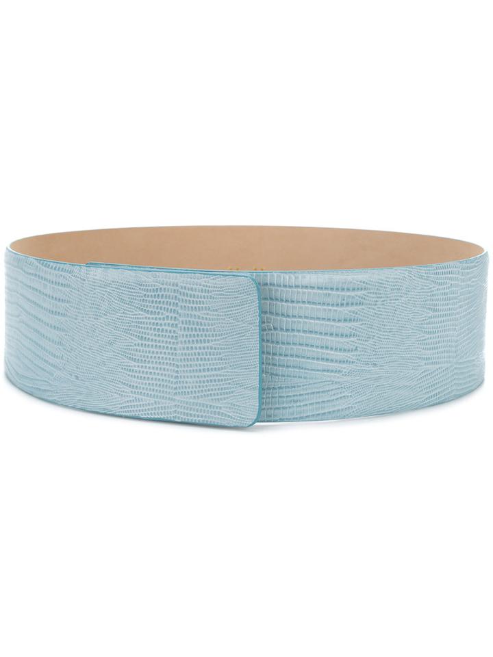 Max Mara - Textured Belt - Women - Calf Leather/suede - M, Blue, Calf Leather/suede