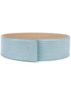 Max Mara - Textured Belt - Women - Calf Leather/suede - M, Blue, Calf Leather/suede