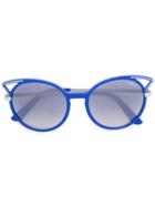 Vogue Eyewear - Round Framed Sunglasses - Women - Metal - 52, Blue, Metal