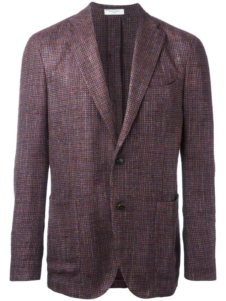 Boglioli Tweed Blazer, Men's, Size: 48, Red, Silk/linen/flax/cotton/cupro