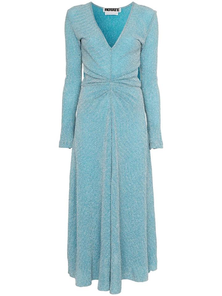 Rotate Pleat Detail Waist Maxi Dress - Blue