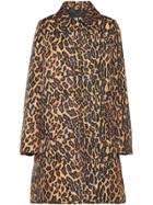 Miu Miu Leopard Print Buttoned Coat - Neutrals