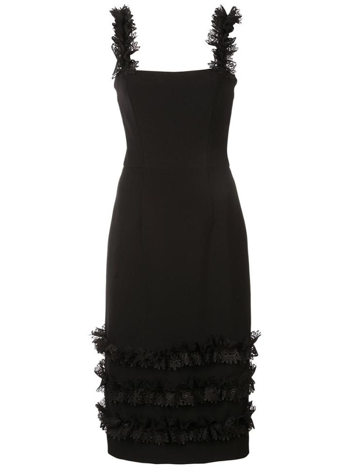 Christian Siriano Embroidered Ruffle Details Dress - Black