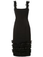 Christian Siriano Embroidered Ruffle Details Dress - Black
