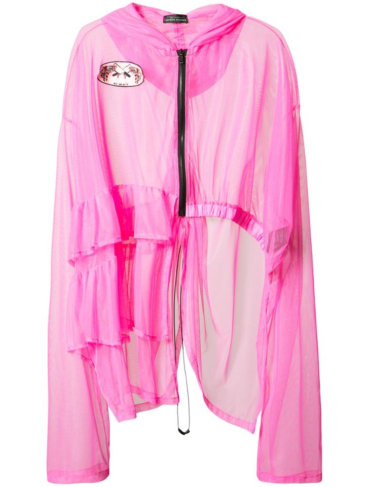 Barbara Bologna Sheer Frill Zip-up Sweatshirt - Pink & Purple