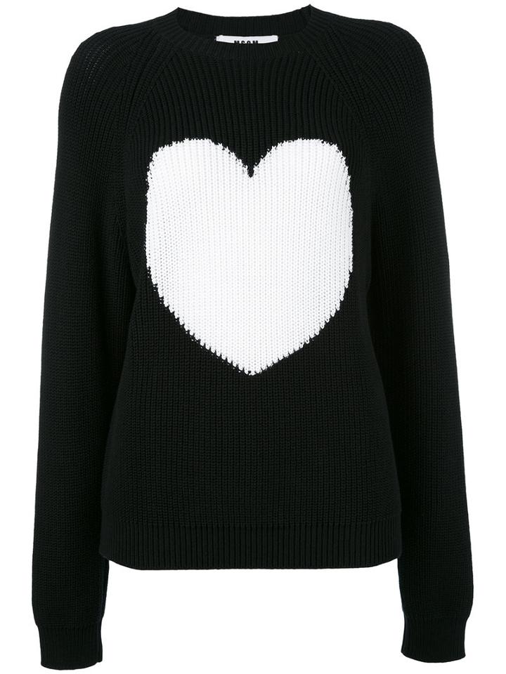 Msgm - Heart Figure Jumper - Women - Polyamide - S, Black, Polyamide