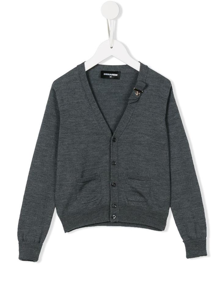 Dsquared2 Kids V-neck Cardigan, Girl's, Size: 10 Yrs, Grey